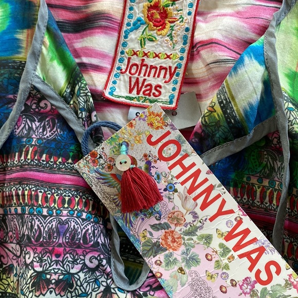 ⭐️NWT!⭐️Johnny Was Ikat/Paisley Print “Rose Flowy Tunic” OVERSIZED Washable Silk - Picture 11 of 16